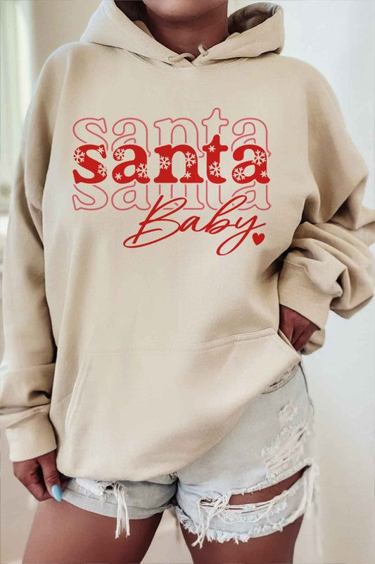 SANTA BABY CHRISTMAS GRAPHIC HOODIE