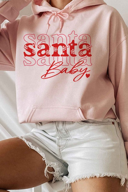 SANTA BABY CHRISTMAS GRAPHIC HOODIE