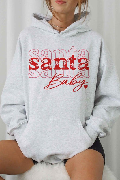 SANTA BABY CHRISTMAS GRAPHIC HOODIE