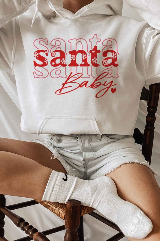 SANTA BABY CHRISTMAS GRAPHIC HOODIE