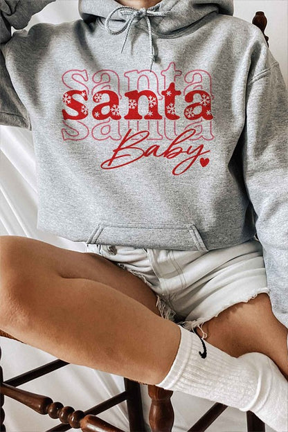 SANTA BABY CHRISTMAS GRAPHIC HOODIE