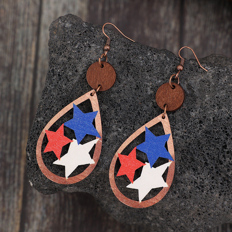 Cutout Star Wooden Dangle Earrings