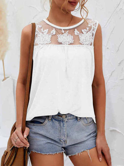 Lace Detail Round Neck Tank