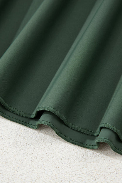 Mist Green Side Tied Waist Square Neck Adjustable Straps A-line One Piece Swim Dress