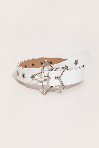 PU Leather Star Shape Buckle Belt