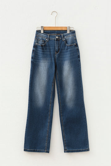 Ashleigh Blue Acid Washed Straight Leg Full Length Casual Jeans