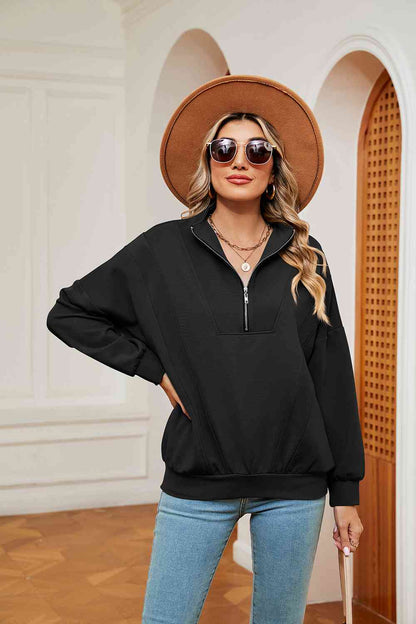 Half-Zip Dropped Shoulder Sweatshirt