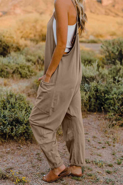 V-Neck Sleeveless Jumpsuit with Pocket