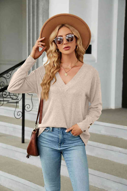 V-Neck Long Sleeve T-Shirt