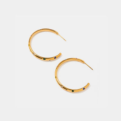 Zircon 18K Gold-Plated C-Hoop Earrings