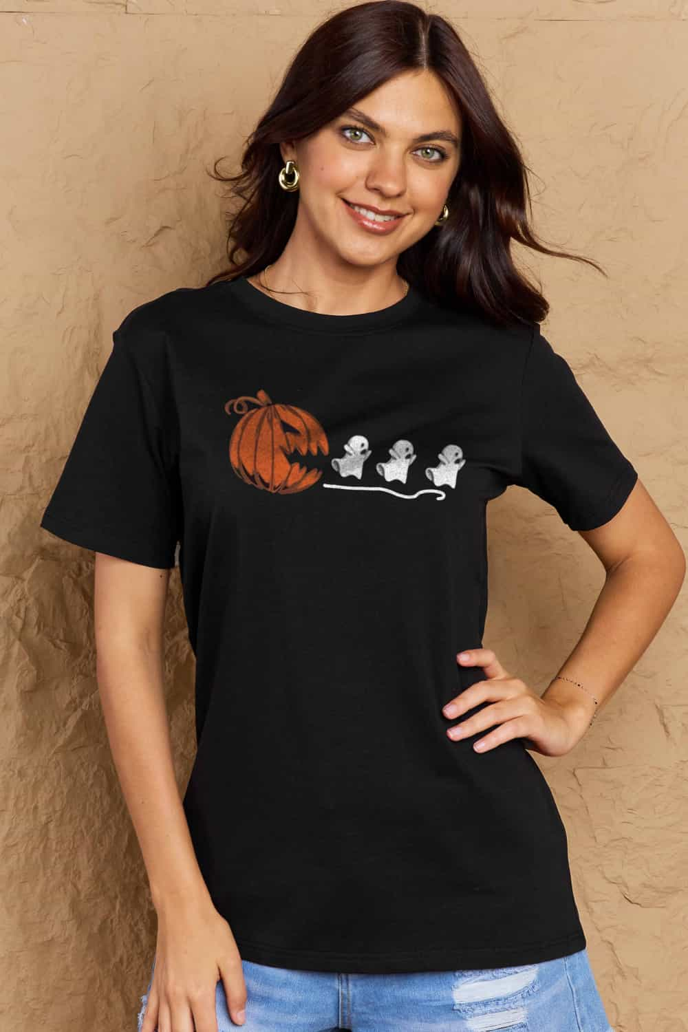 Simply Love Full Size Jack-O'-Lantern Graphic Cotton T-Shirt