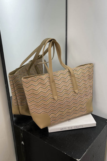 Chevron Straw Tote Bag