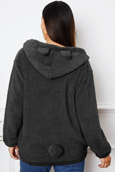 Zip Up Pocketed Hooded Outerwear