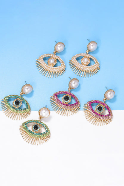 Evil Eye Shape Rhinestone Zinc Alloy Synthetic Dangle Earrings