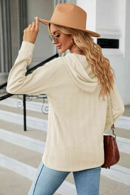 Cable-Knit Long Sleeve Hoodie