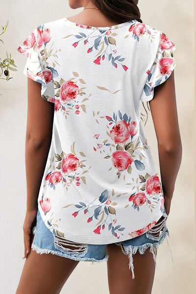 Printed Round Neck Short Sleeve T-Shirt