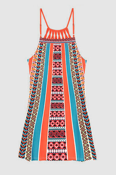 Printed Grecian Neck Mini Dress