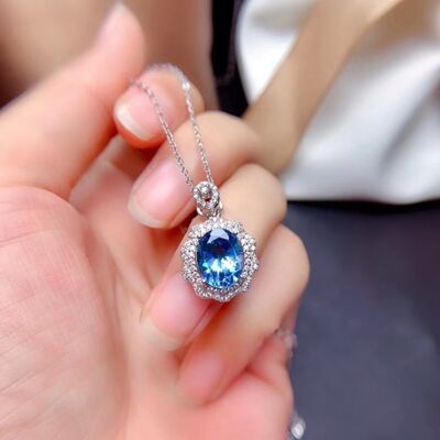 Platinum-Plated Zircon Pendant Necklace