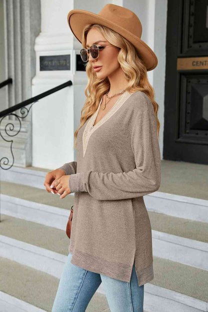 V-Neck Long Sleeve T-Shirt