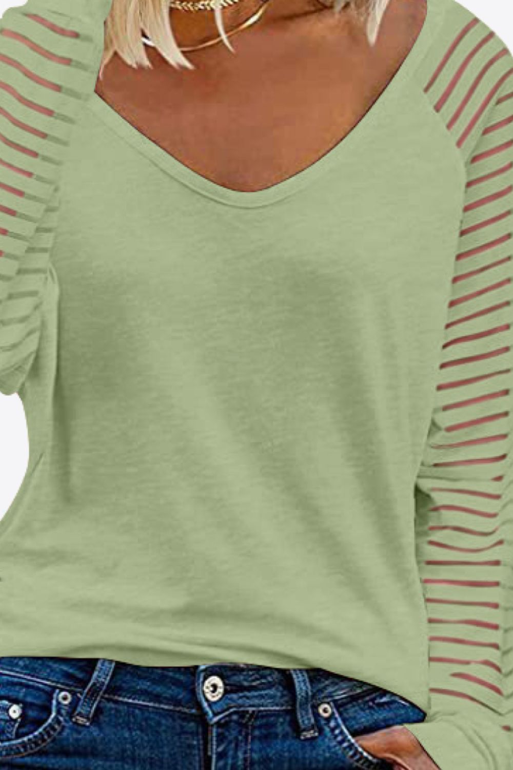 V-Neck Long Raglan Sleeve Top