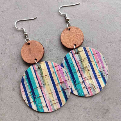 Round Shape Wooden Dangle Earrings