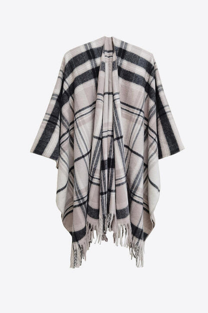 Plaid Fringe Detail Polyester Scarf