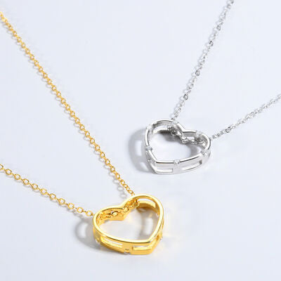 Heart Inlaid Zircon Spring Ring Closure Necklace