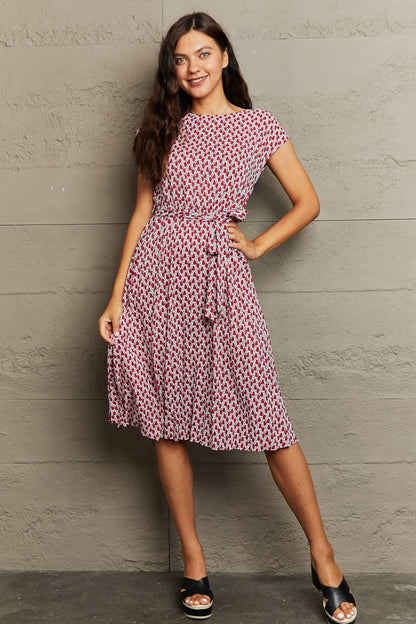 Round Neck Tie Waist Dress