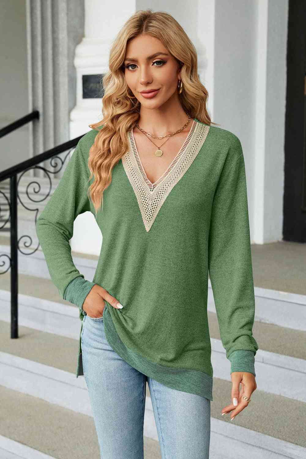 V-Neck Long Sleeve T-Shirt