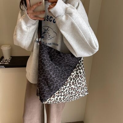 Leopard Contrast Adjustable Strap Shoulder Bag