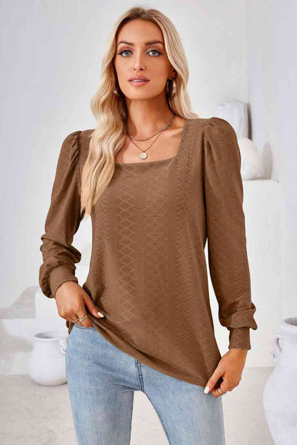 Square Neck Puff Sleeve Blouse