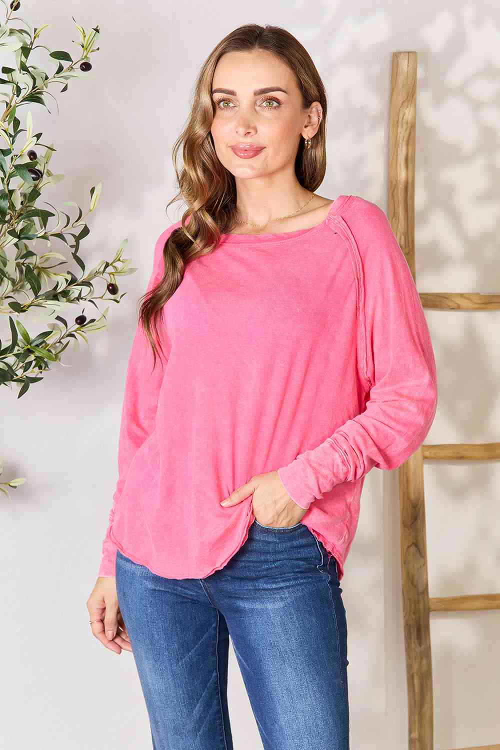 Zenana Round Neck Long Sleeve Top