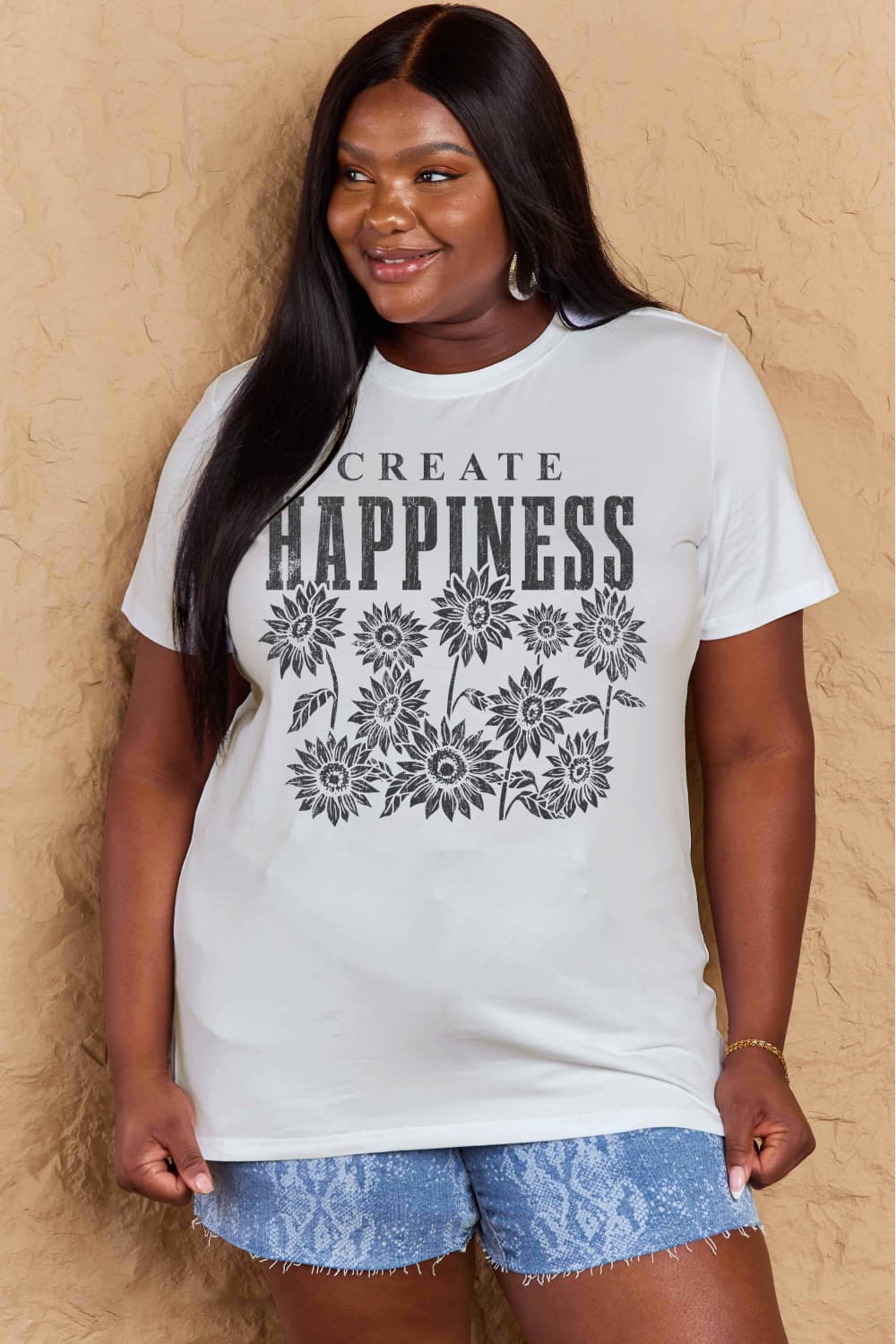 Simply Love Full Size CREATE HAPPINESS Graphic Cotton T-Shirt