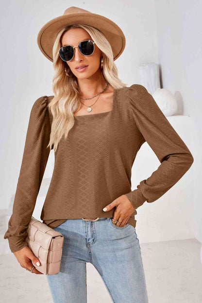 Square Neck Puff Sleeve Blouse