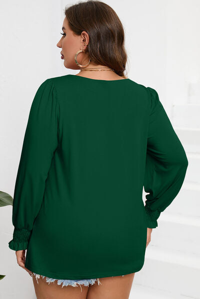 Plus Size Square Neck Lantern Sleeve T-Shirt