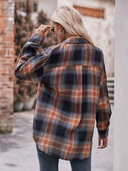 Plaid Dropped Shoulder Longline Shirt