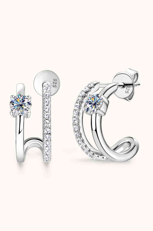 Moissanite 925 Sterling Silver C-Hoop Earrings