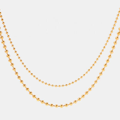 18K Gold-Plated Lobster Closure Bead Necklace