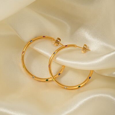 Zircon 18K Gold-Plated C-Hoop Earrings