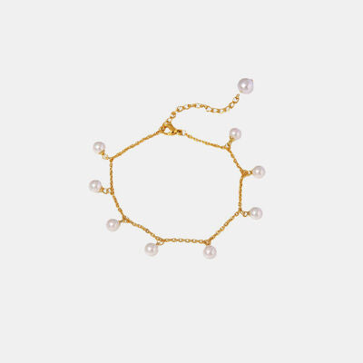 Pearl 18K Gold-Plated Charm Anklet