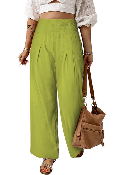 Smocked High Waist Wide Leg Pants