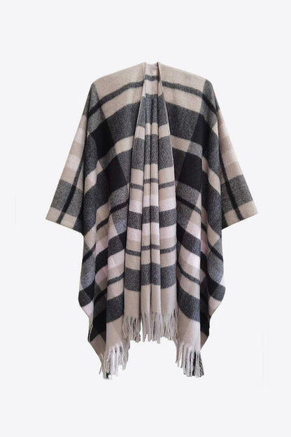 Plaid Fringe Detail Polyester Scarf