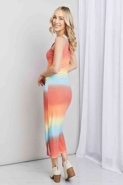 Zenana Gradient Sleeveless Slit Midi Dress