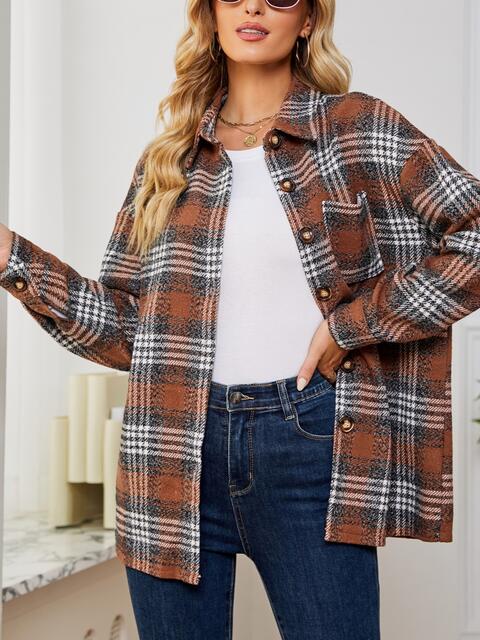 Plaid Collared Shirt Jacket