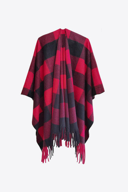 Plaid Fringe Detail Polyester Scarf