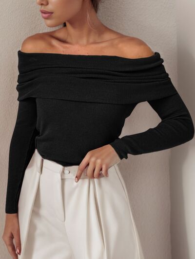 Off-Shoulder Long Sleeve Sweater