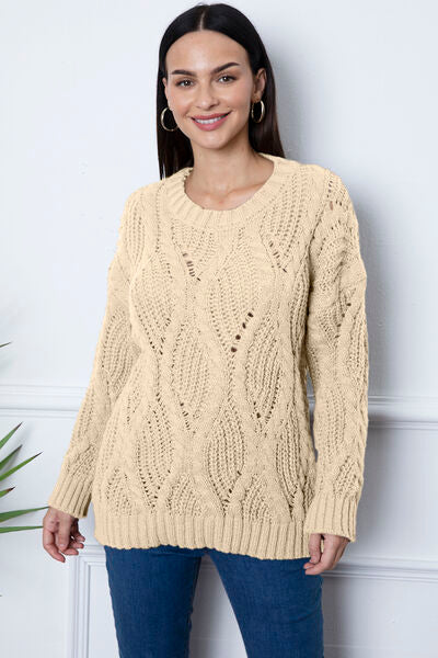 Round Neck Dropped Shoulder Sweater