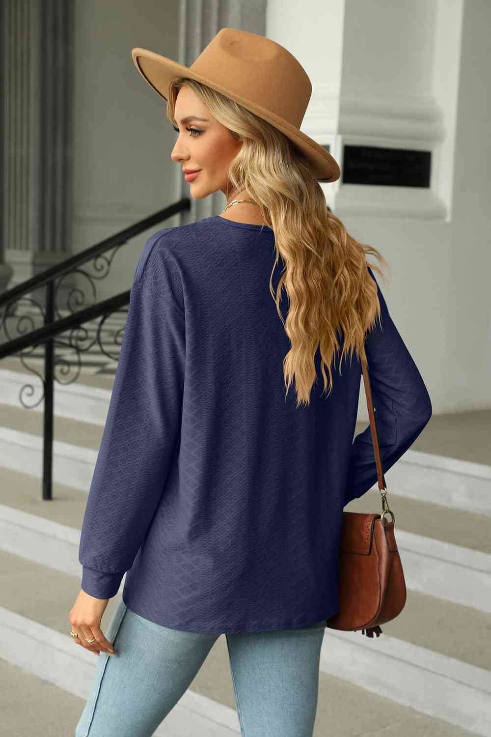 V-Neck Long Sleeve Blouse