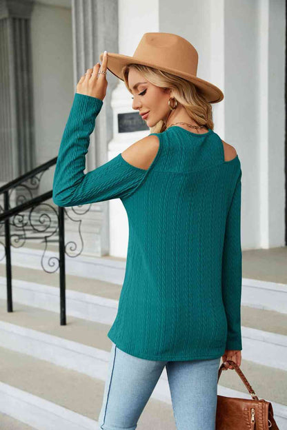 Dropped Shoulder Long Sleeve Blouse