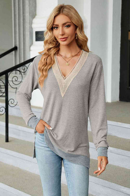 V-Neck Long Sleeve T-Shirt